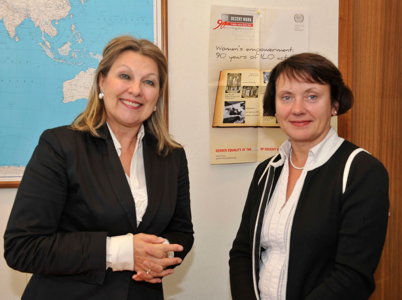 ILO's Bureau for Gender Equality Director Jane Hodges (left) and EIGE's Director Virginija Langbakk (right)