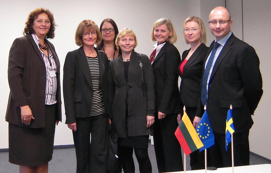 Swedish delegates with Ms Barbara Wurster (left), Ms Asa Fritzon (back) and Mr Jesper Hansen (right) from EIGE
